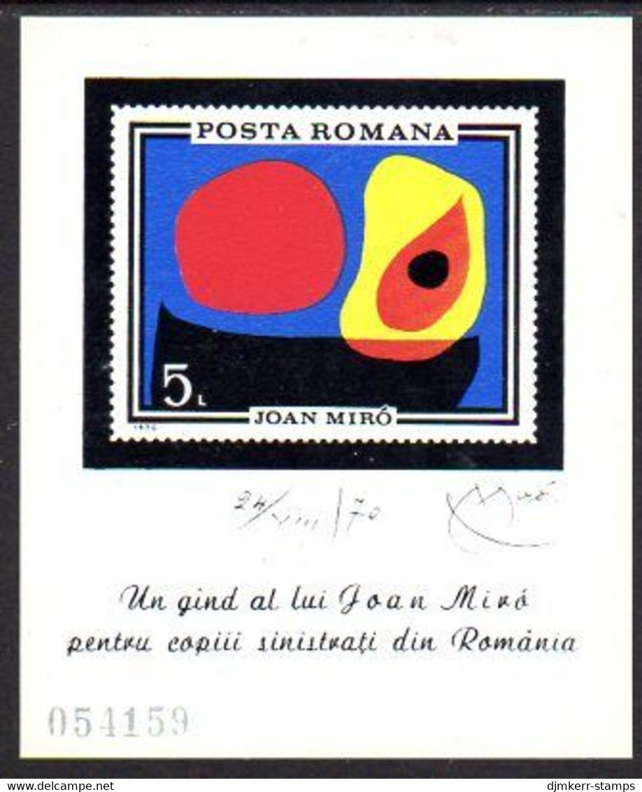 ROMANIA 1970 Miro Painting Block MNH / **.  Michel Block 81 - Unused Stamps