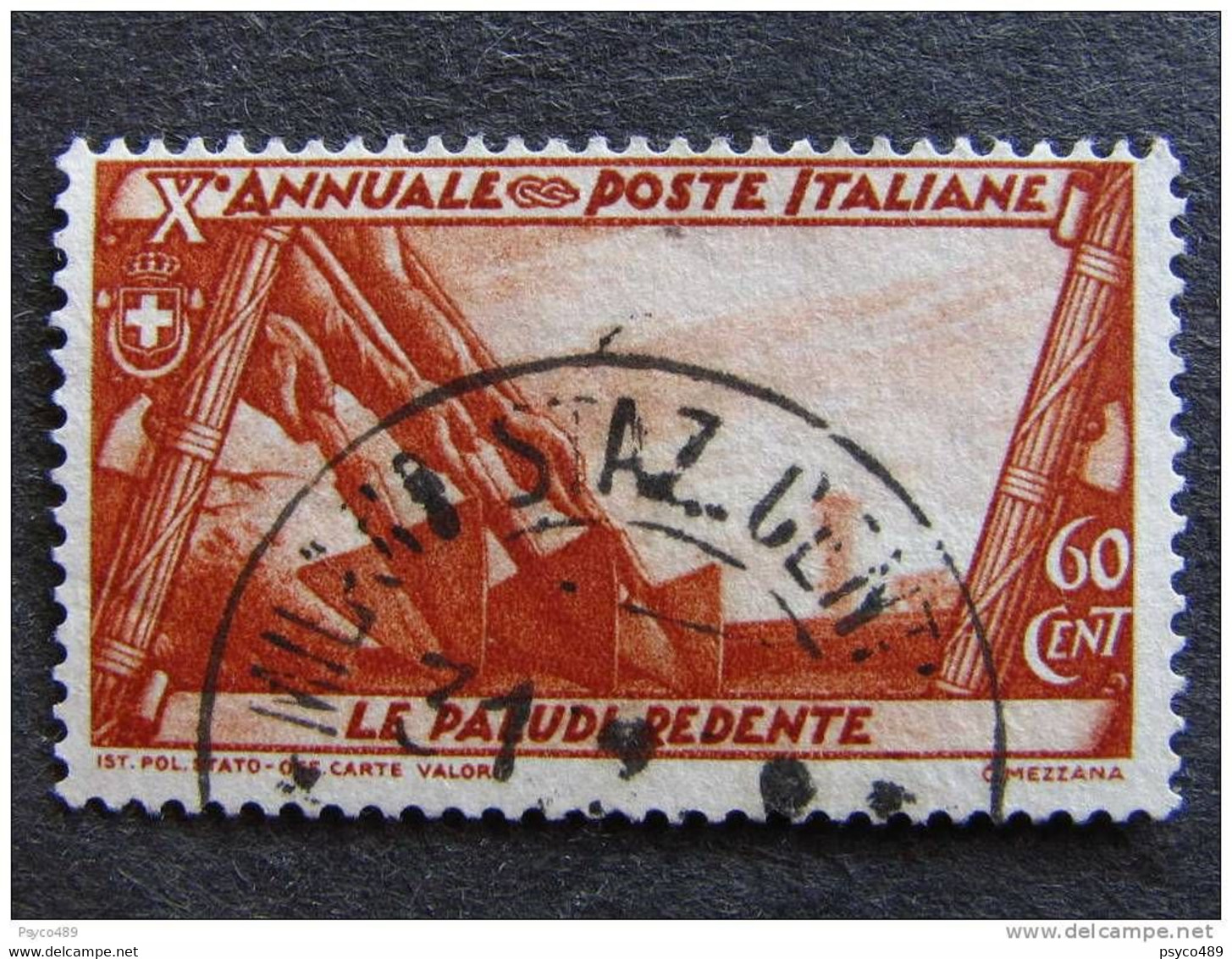 ITALIA Regno-1932- "Decennale" C. 60 US° (descrizione) - Oblitérés