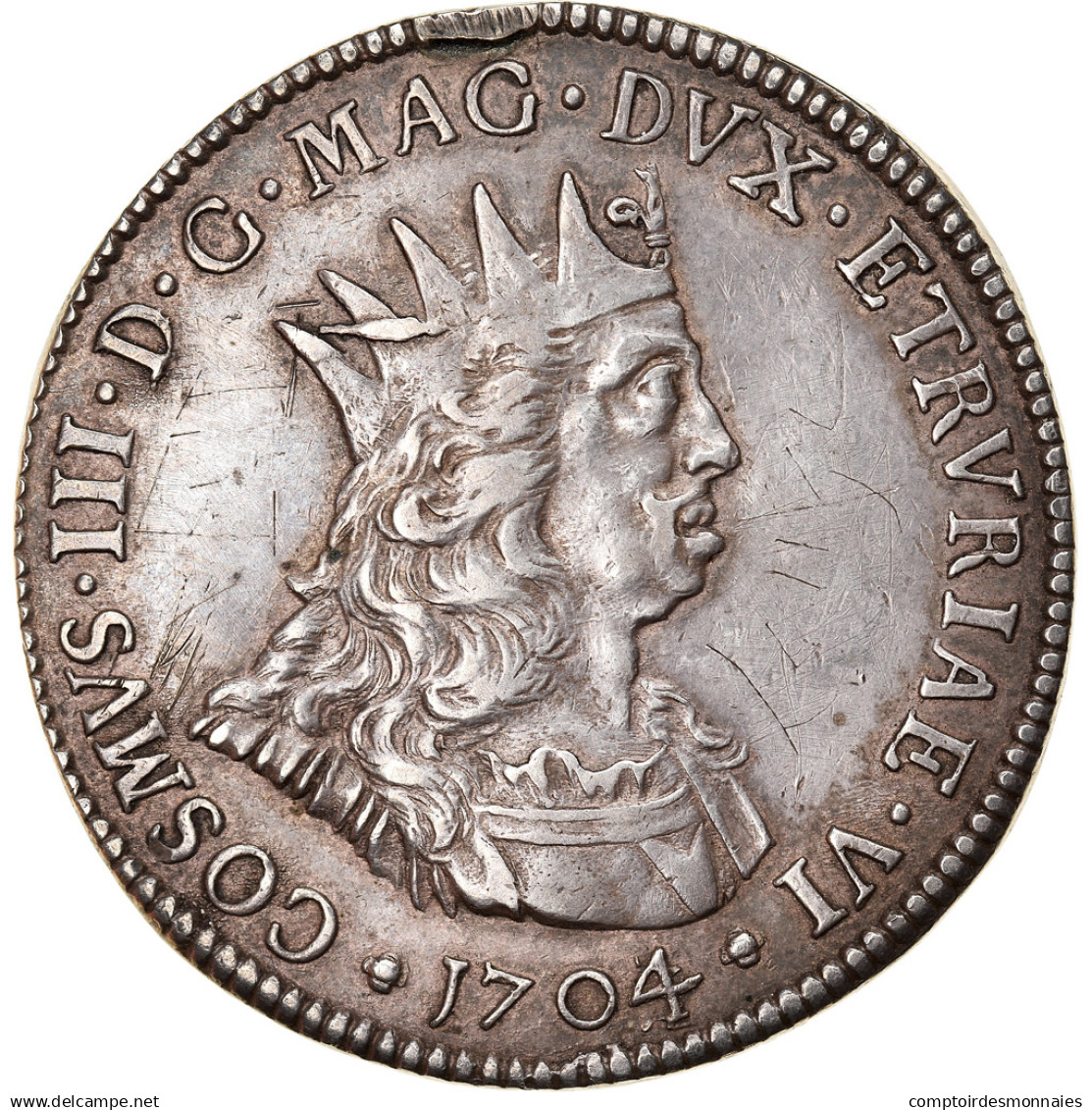 Monnaie, États Italiens, LIVORNO, Cosimo III, Tollero, 1704, Livorno, TTB+ - Toskana