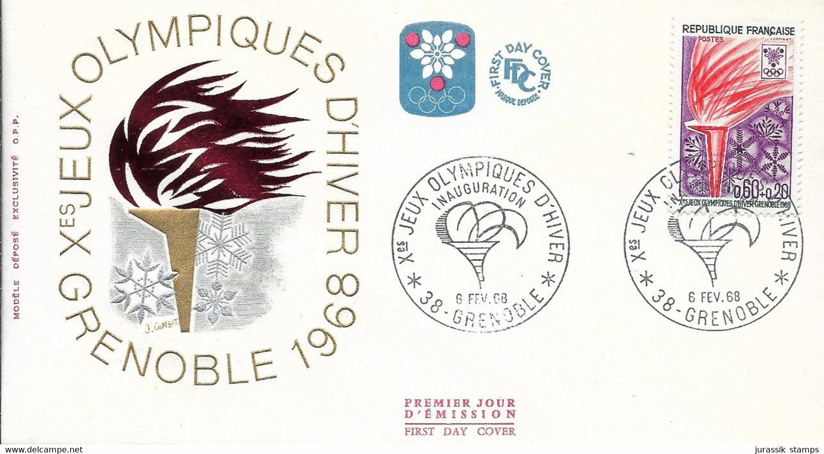 FRANCE - 1968 WINTER OLYMPICS Grenoble - 24294-E  OLYMPIC TORCH - Winter 1968: Grenoble