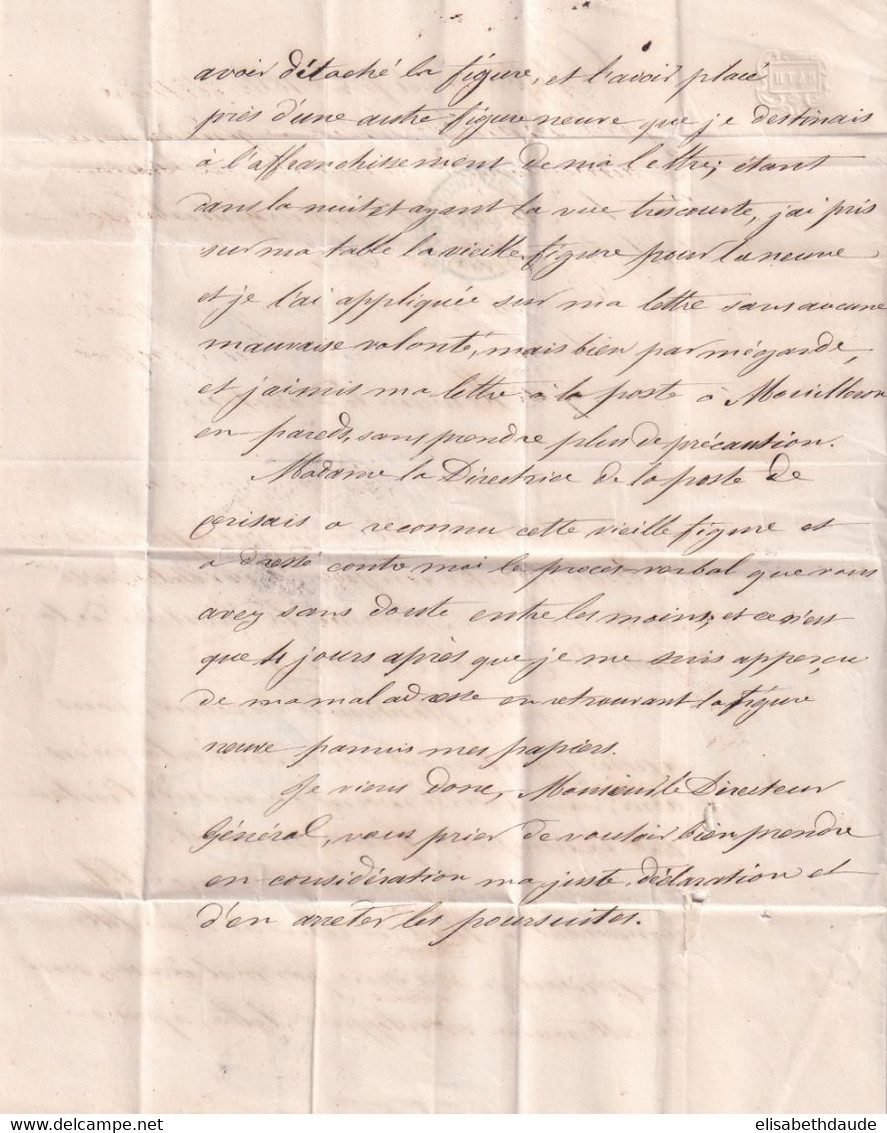 1855 - CACHET CABINET PARTICULIER Du DIRECTEUR Gal Des POSTES ! / LETTRE De VENDEE / 2 SEVRES - TEXTE ! FRAUDE GENDARME! - Cartas Civiles En Franquicia