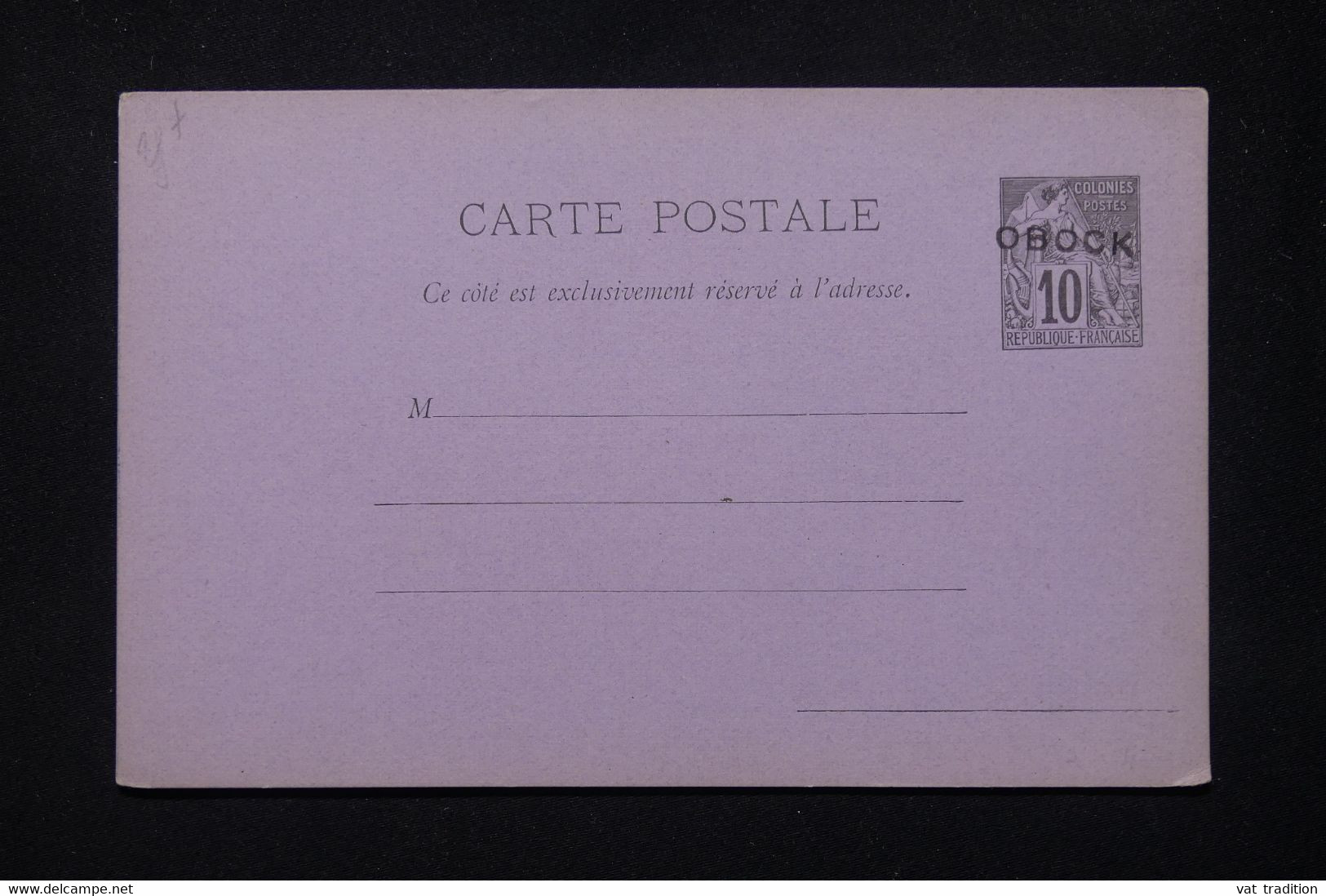 OBOCK - Entier Postal Type Alphée Dubois Surchargé, Non Circulé - L 79658 - Storia Postale