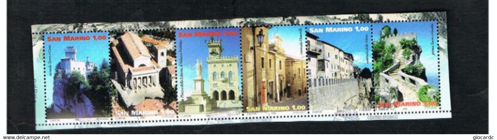 SAN MARINO     2008  PATRIMONIO MONDIALE DELL'UNESCO  (COMPLET SET OF 6 SE-TENANT STAMPS FROM BF) - USED - Oblitérés