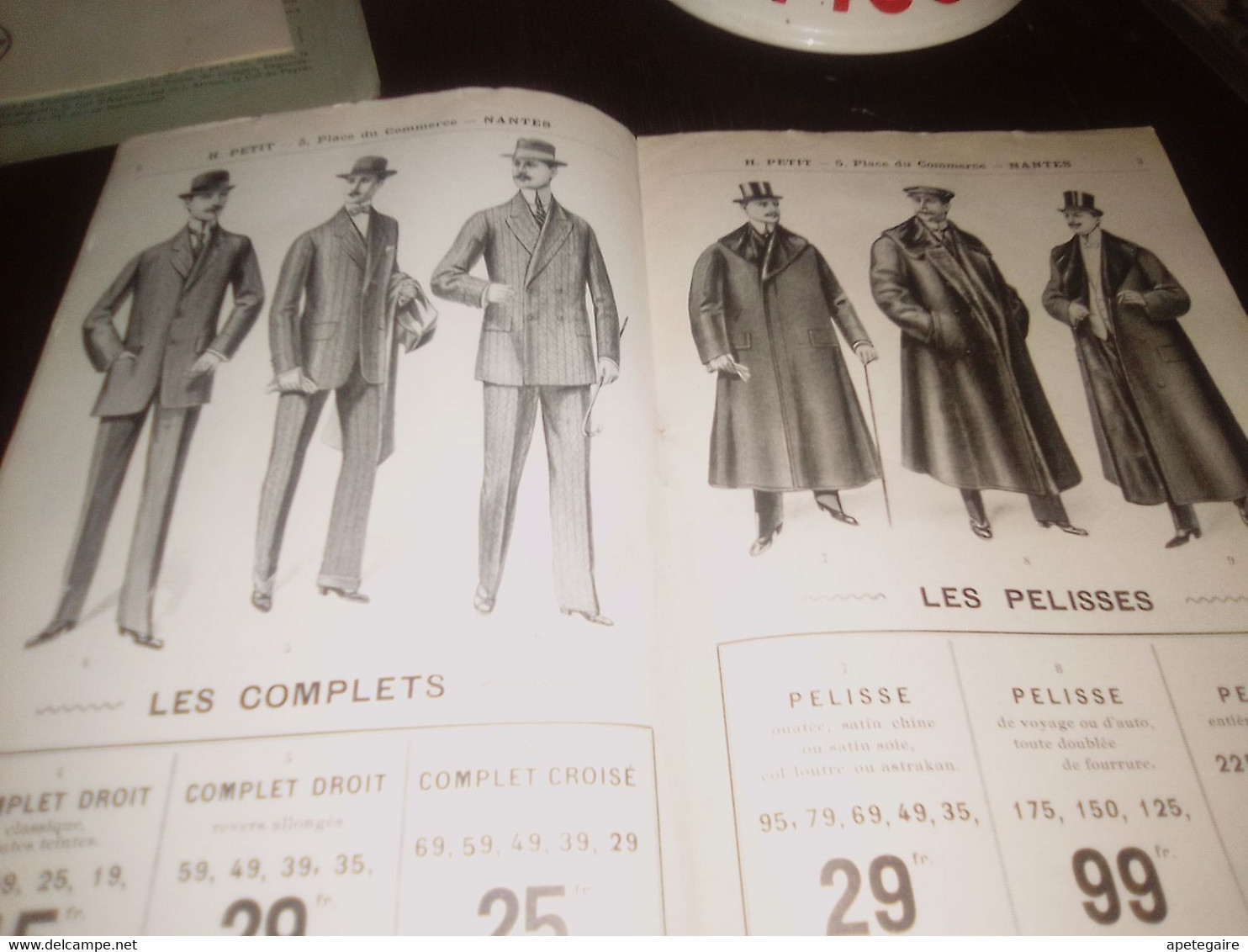 Publicité Mode  Catalogue Vêtements Homme Garçonnet .H.Petit à Nantes Hiver 1912/13 - Publicidad