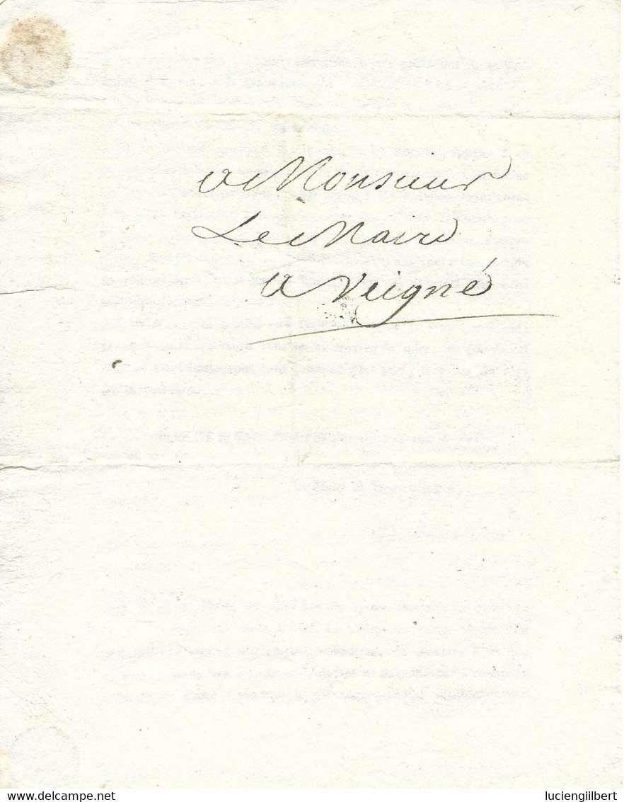 INDRE ET LOIRE 37 - EN 1815 COURRIER DU MAIRE DE TOURS AU MAIRE  DE VEIGNE  CONCERNANT UNE DEMANDE DE GRENADIERS - Flaggen