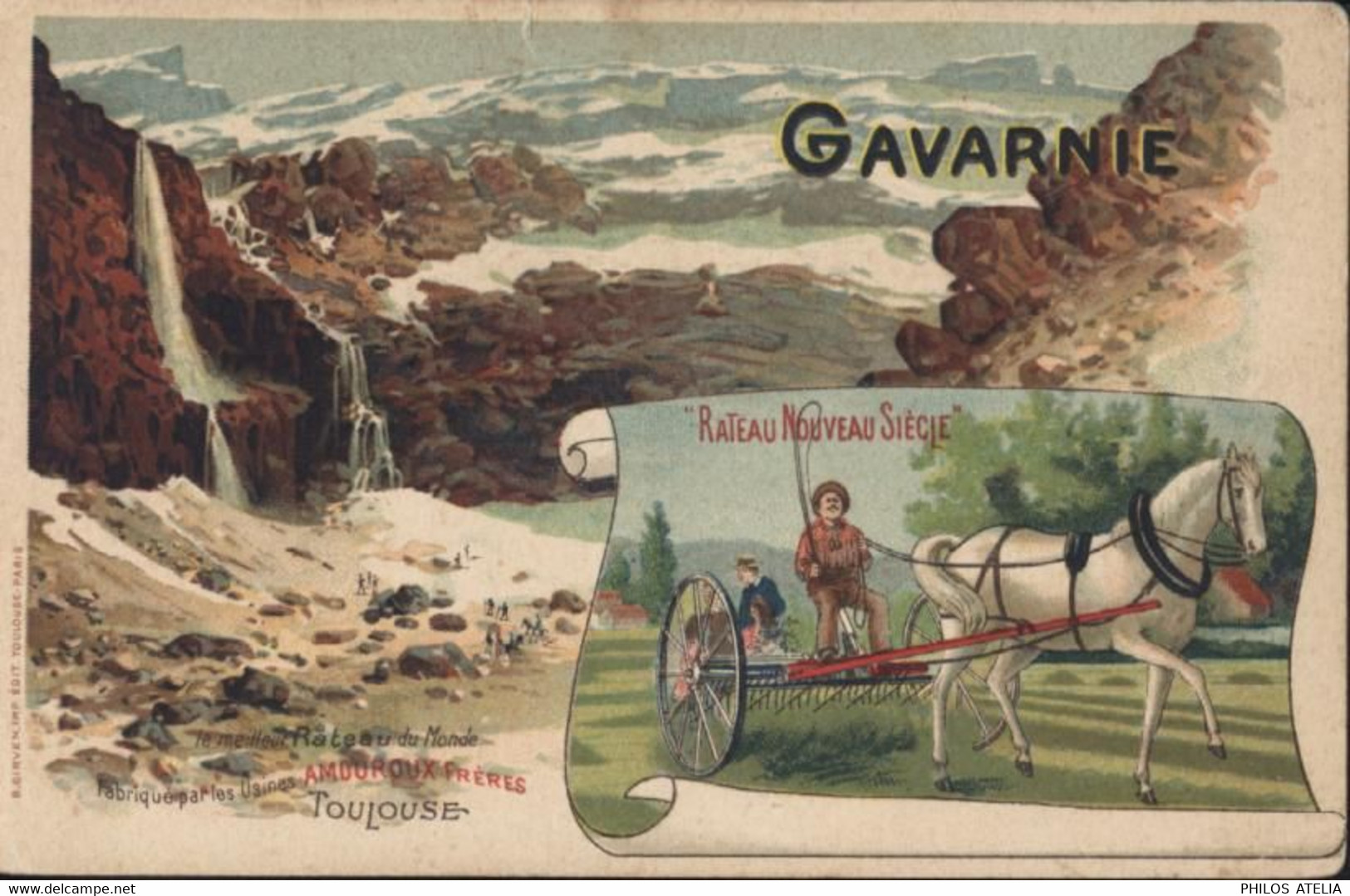 CPA Publicitaire Usines Amouroux Frères Toulouse Gavarnie Rateau Nouveau Siècle - Cultivation