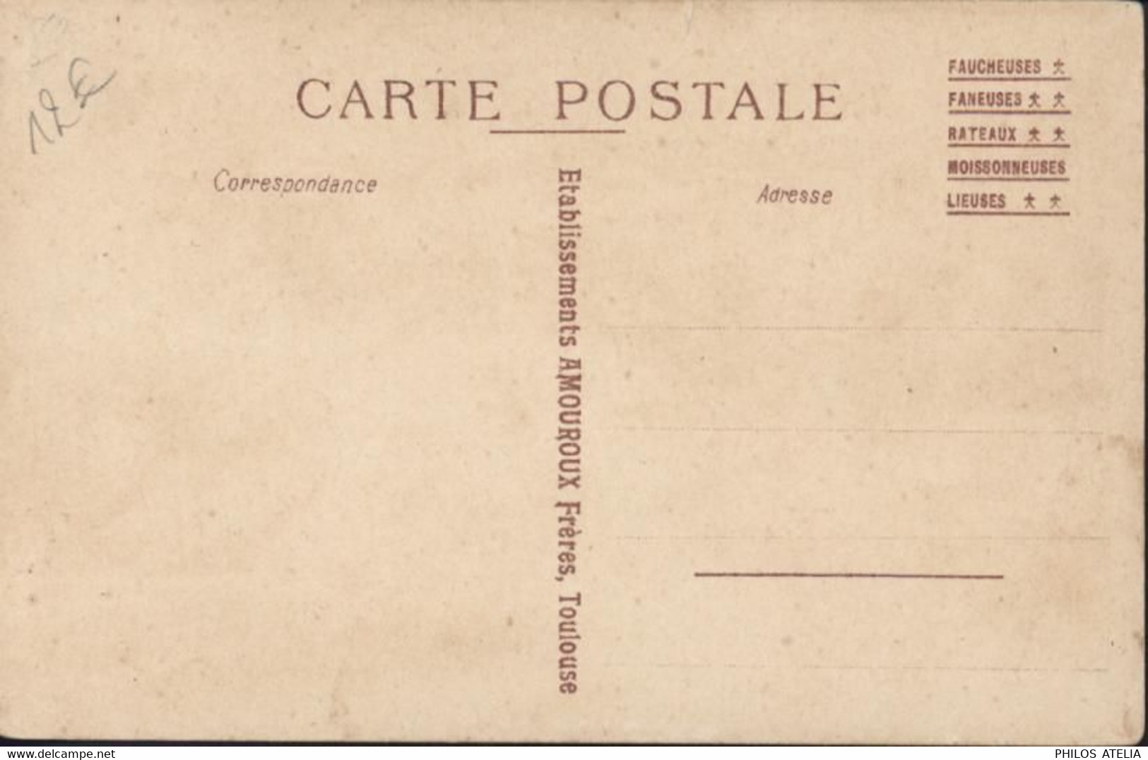 CPA Publicitaire Usines Amouroux Frères Toulouse Gavarnie Rateau Nouveau Siècle - Cultivation