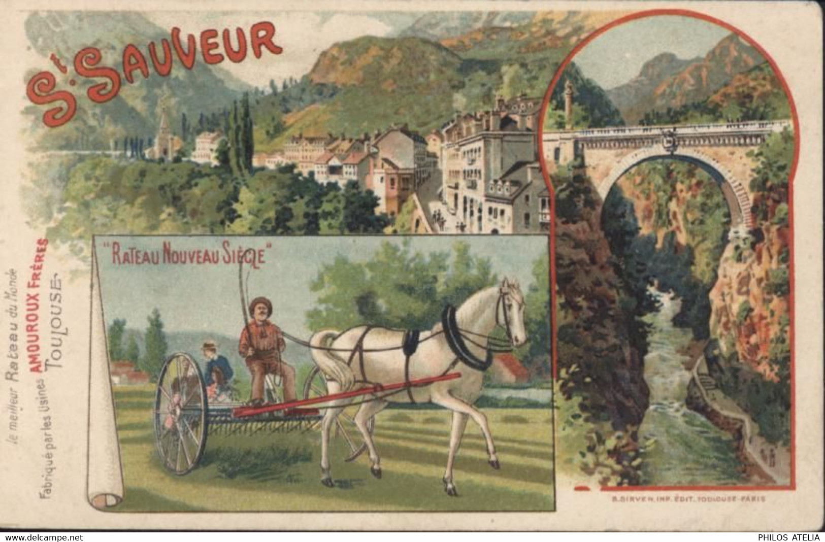 CPA Publicitaire Usines Amouroux Frères Toulouse St Saint Sauveur Râteau Nouveau Siècle Agriculture - Cultures