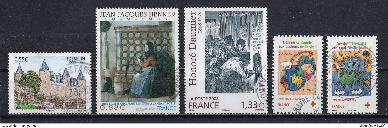 France 2008 : Timbres Yvert & Tellier N° 4281 - 4286 - 4305 - 4306 Et 4307 Avec Oblitérations Rondes. - Gebruikt