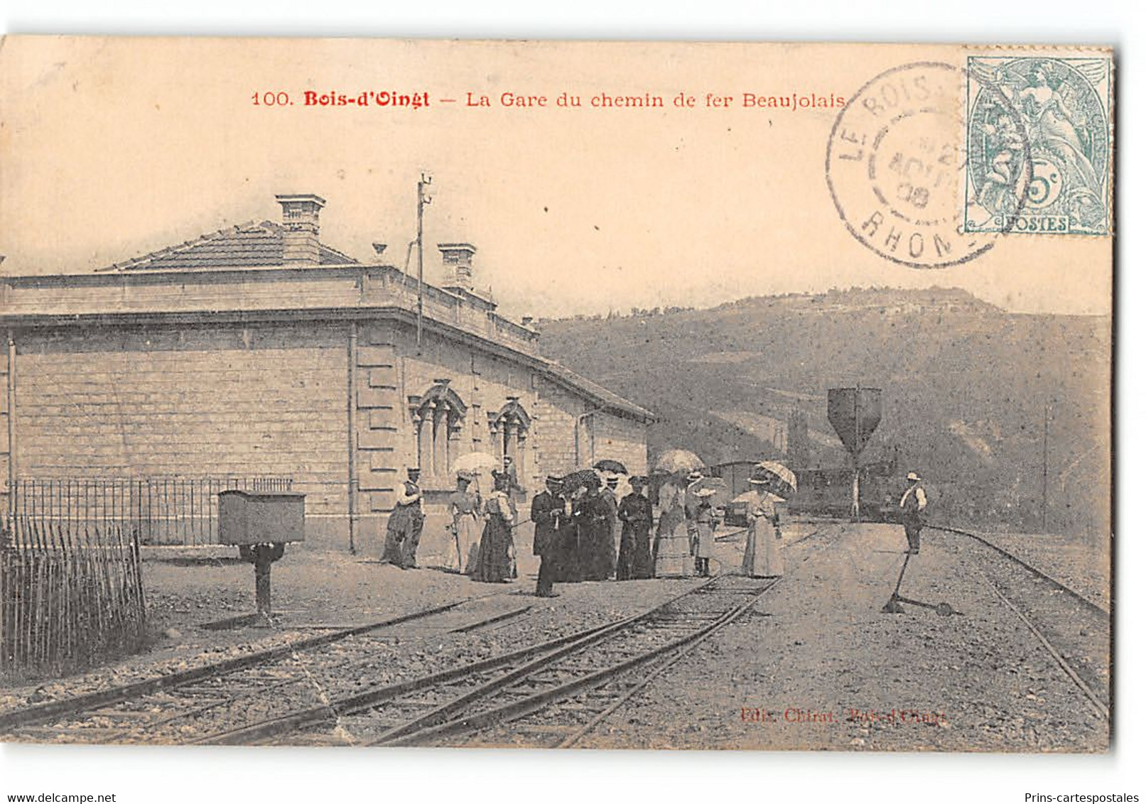 CPA 69 Le Bois D'Oingt La Gare Et Le Train Tramway - Le Bois D'Oingt