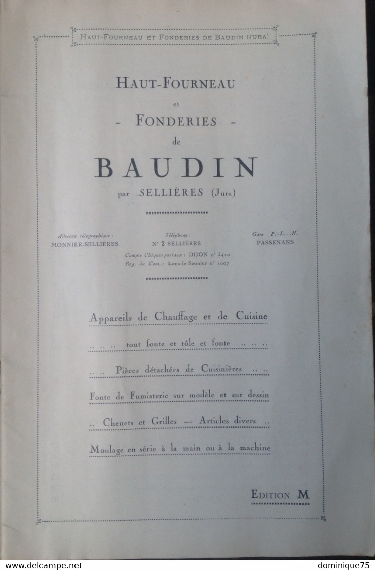 Album 1926 Fourneaux, Appareils De Chauffage Fontes De Fumisterie Des Fonderies Baudin Sellieres Jura - 1900 – 1949