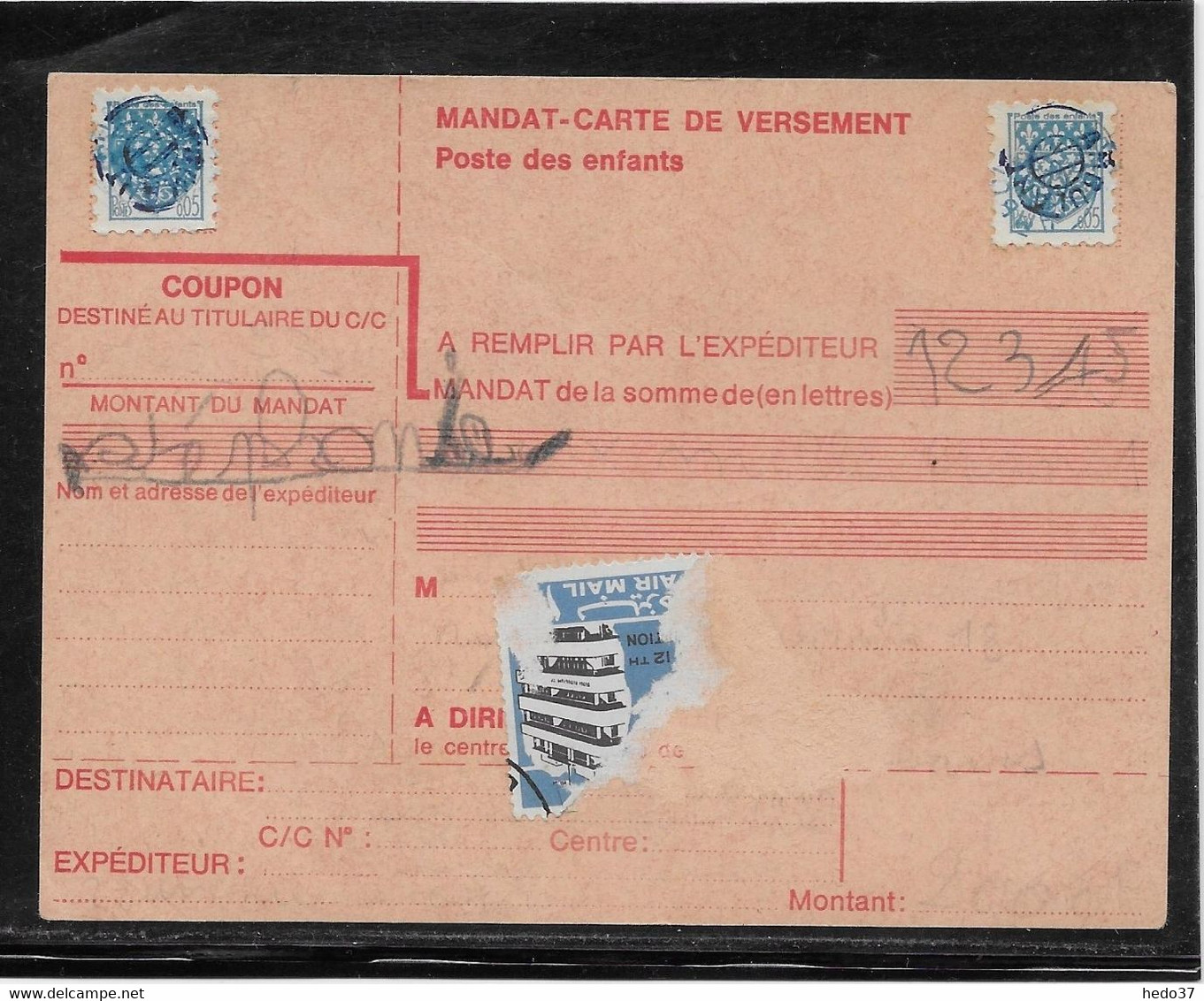 France Vignettes - Poste Enfantine Blason Sur Mandat-carte - Expositions Philatéliques