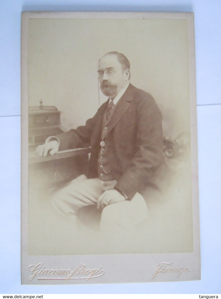 Photo Cabinet 10,7 X 16,5 Cm Homme Avec Pince-nez Giacomo Brogi Firenze - Anonymous Persons