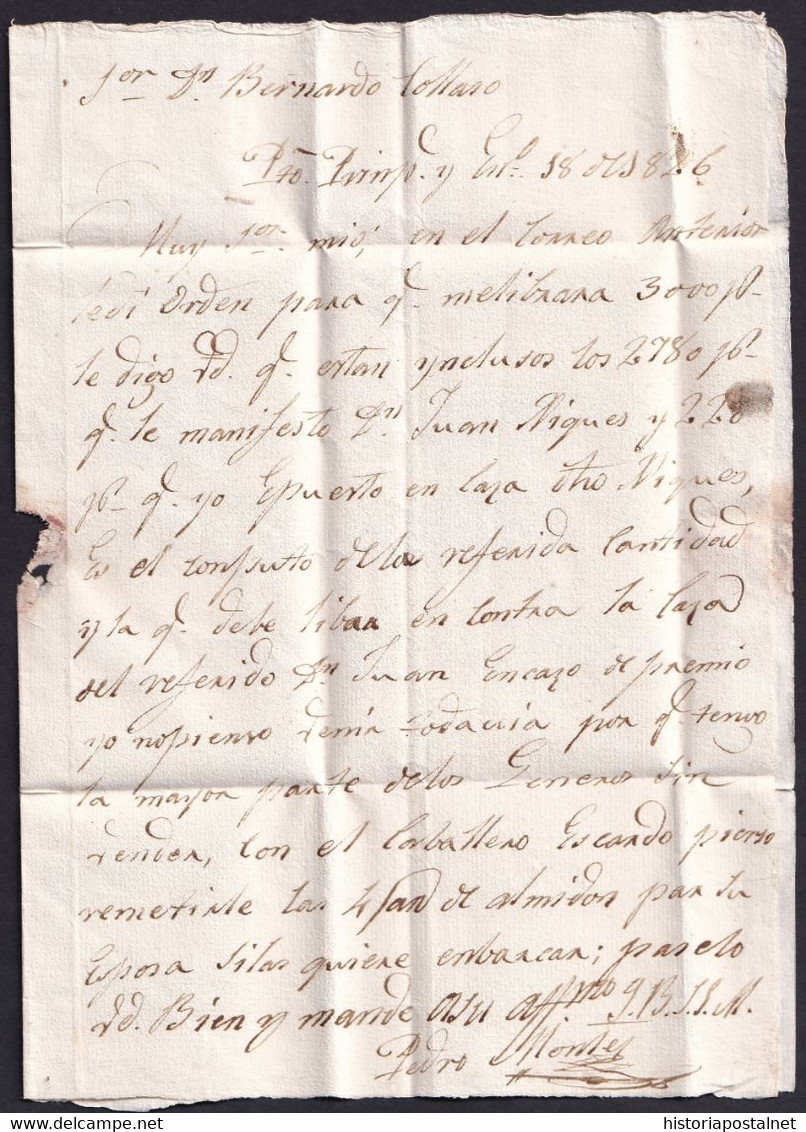 1826. PUERTO PRÍNCIPE A LA HABANA. MARCA PUERTO/PRINCIPE ROJO. PORTEO MNS. 2 REALES. MUY BONITA. GRAN CALIDAD. - Préphilatélie