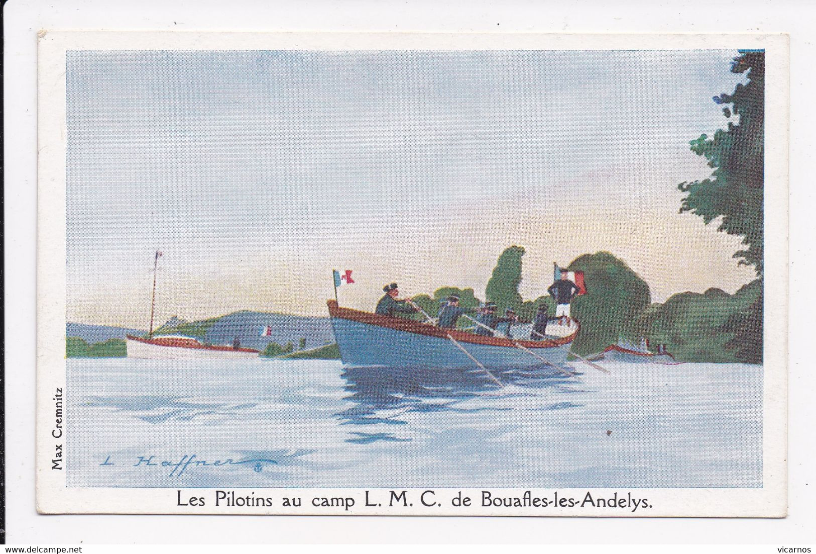 CP ILLUSTRATEUR HAFFNER Les Pilotins Au Camp L.M.C. De Bouafles Les Andelys - Haffner