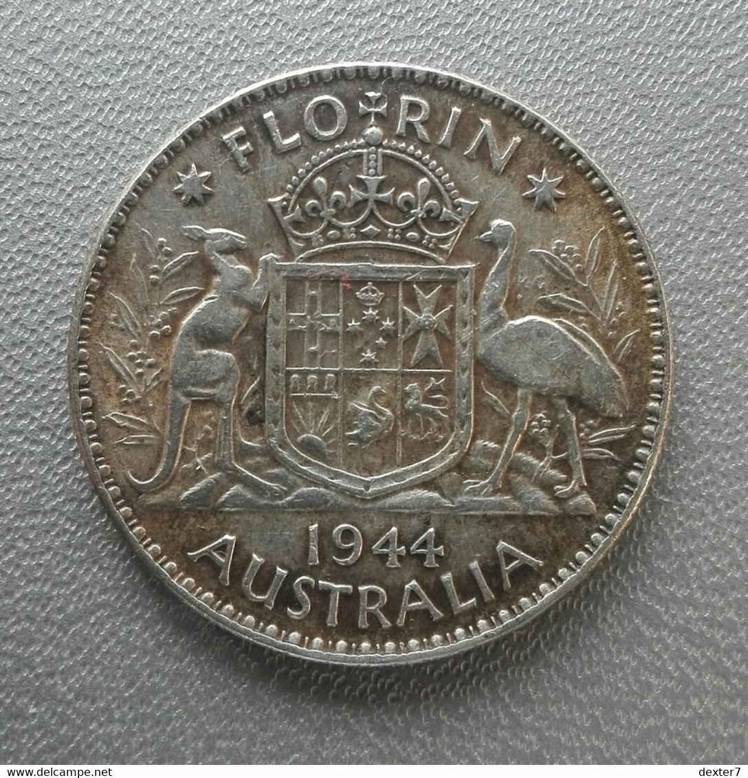 Australia, Florin 1944 George VI Silver 925 - Argento Giorgio VI - Florin