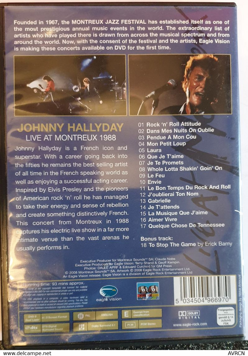 JOHNNY HALLYDAY LIVE AT MONTREUX 1988  ALBUM DVD Eagle EREDV669 - DVD Musicaux