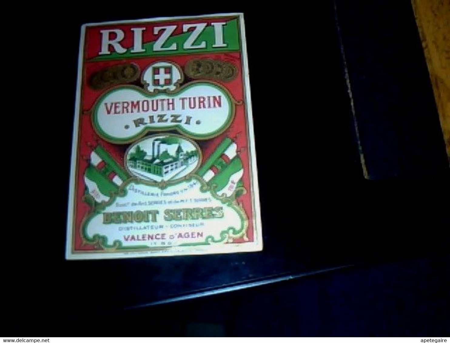 Publicité   étiquette Non Utilisée Alcool " Rizzi Vermouth De Turin " Benoît Serres Distillateur à Valence D'Agen - Alkohole & Spirituosen