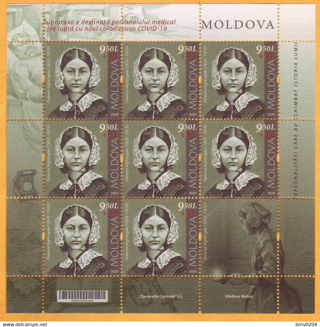 2020  Moldova Moldavie  200 Florence Nightingale 200 Medicine Covid-19 Hospital, Mercy, Wounded, War, Crimea, London - Primo Soccorso