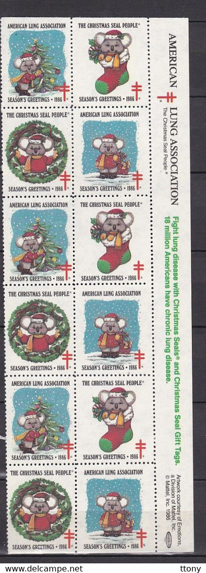 Deux Bandes  12  Stamp**  Timbres Vignettes   The Christmas  Seal People  Season's Greeting 1986  ** - Multiples & Strips