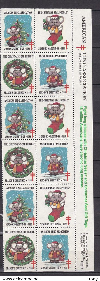 Deux Bandes  12  Stamp**  Timbres Vignettes   The Christmas  Seal People  Season's Greeting 1986  ** - Bandes & Multiples