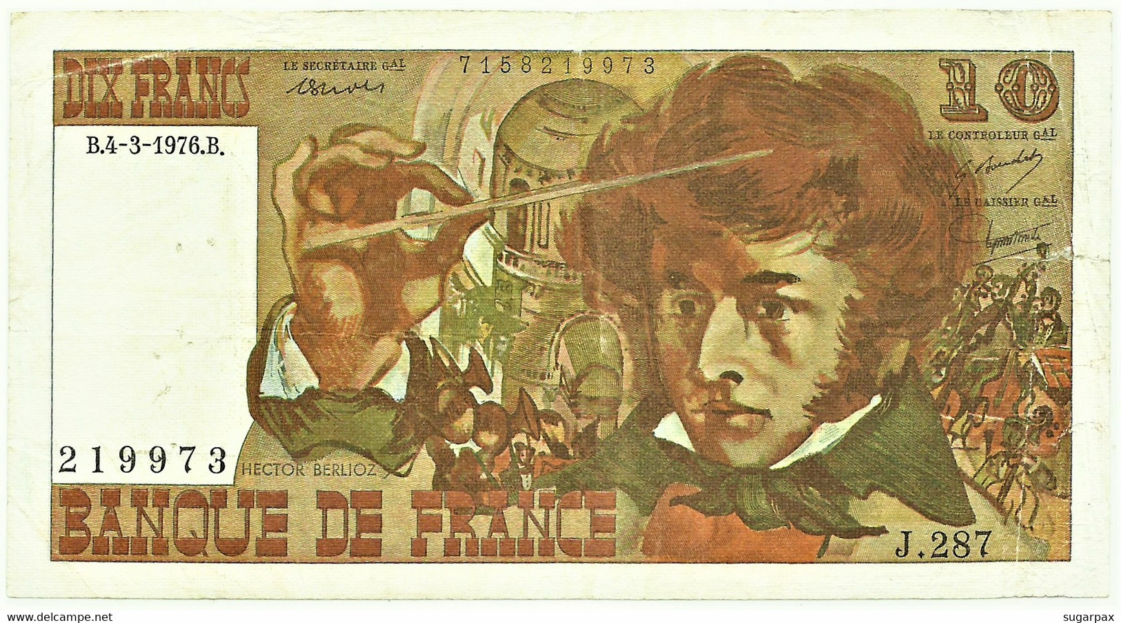 FRANCE - 10 Francs - 04.03.1976 - P 150.c - Serie J.287 - Hector Berlioz - 10 F 1972-1978 ''Berlioz''