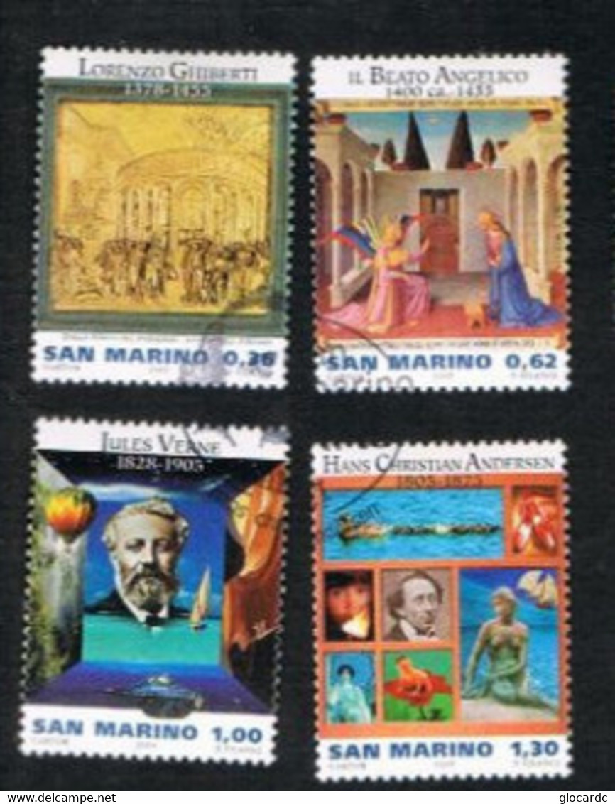 SAN MARINO      2005  L.GHIBERTI - BEATO ANGELICO-J.VERNE - A. C. ANDERSEN (COMPLET SET OF 4) - USED - Gebruikt