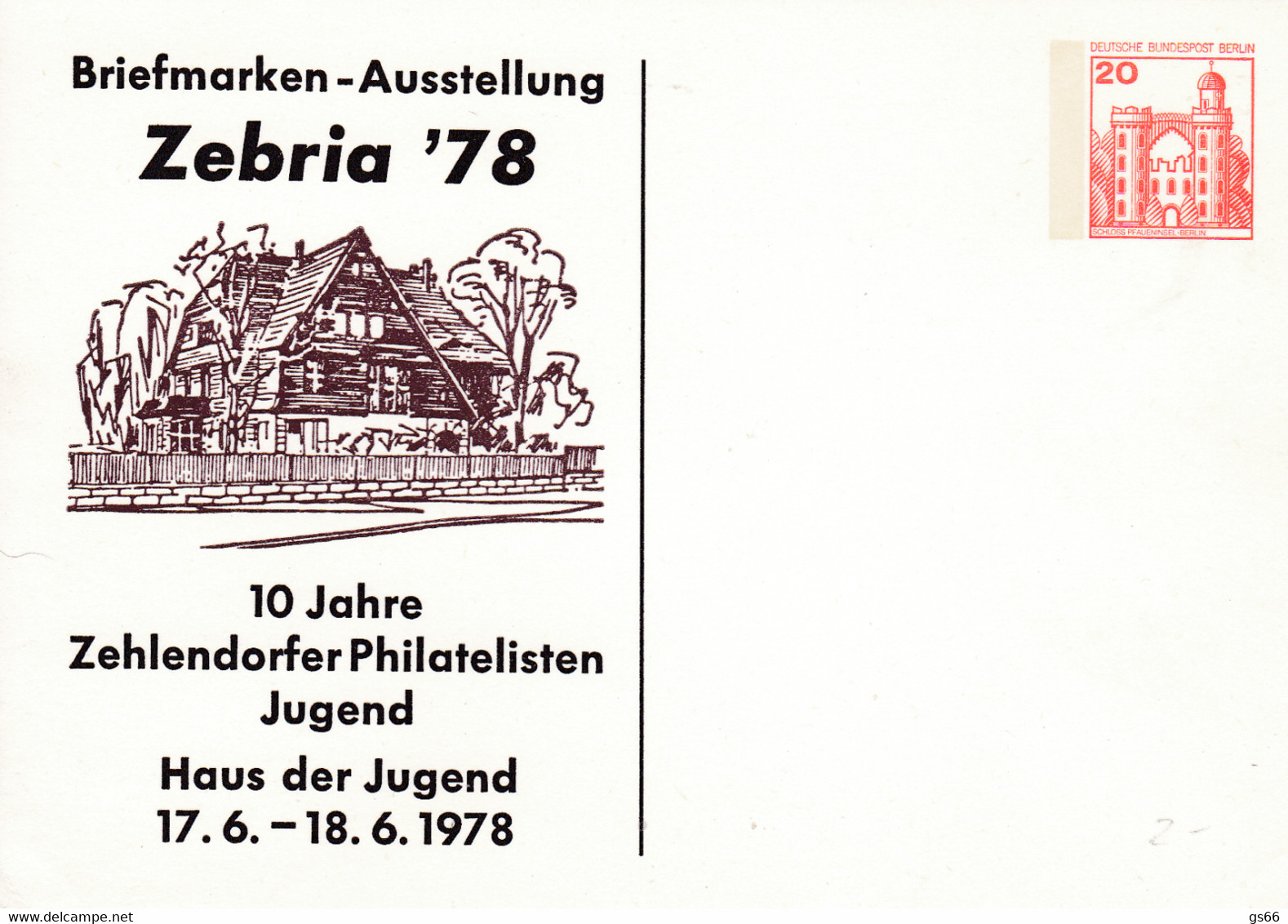 Berlin, PP 076 D1/004, BuSchl 20,  ZEBRIA '78 - Privatpostkarten - Ungebraucht