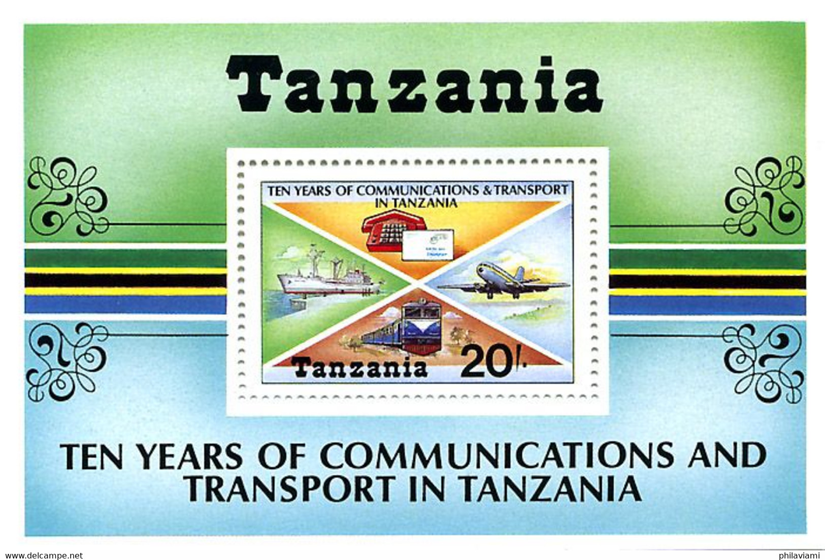 Tanzanie Tanzania 1987 Ten Years Transport And Communications Airplane Ship  Boeing 737 - Altri & Non Classificati