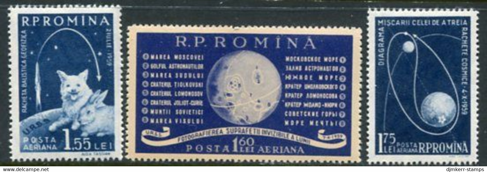 ROMANIA 1959 Space Exploration LHM / *.  Michel 1824-26 - Nuevos