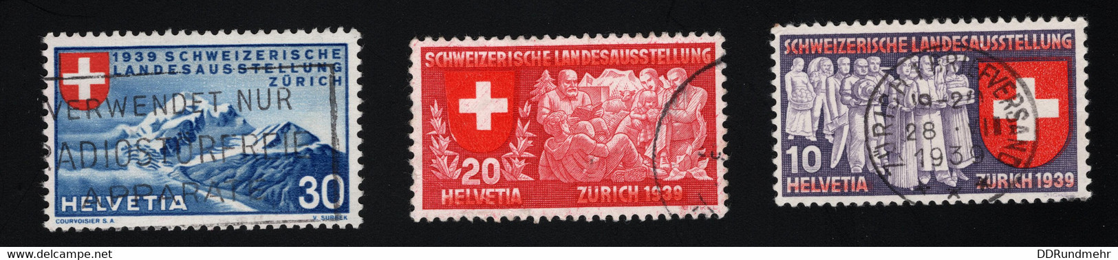 1939 Schweiz. Landesausstellung Mi CH 335 - 337  Yt CH 326 - 328 Sg CH 391G - 393G Zum CH 219 - 221 Gest. O - Usati