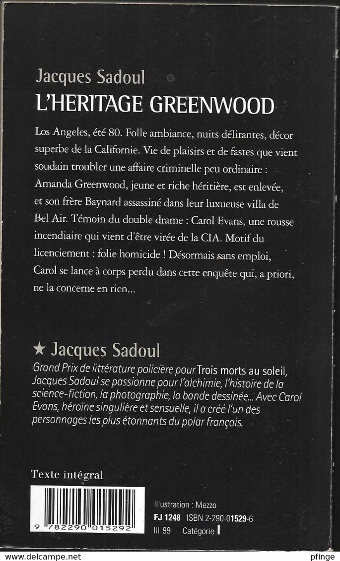 L'héritage Greenwood Par Jacques Sadoul - J'ai Lu N°1529 - J'ai Lu