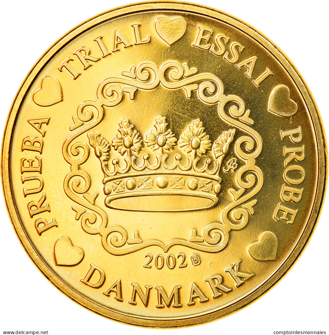 Danemark, 50 Euro Cent, 2002, Unofficial Private Coin, SPL, Laiton - Essais Privés / Non-officiels