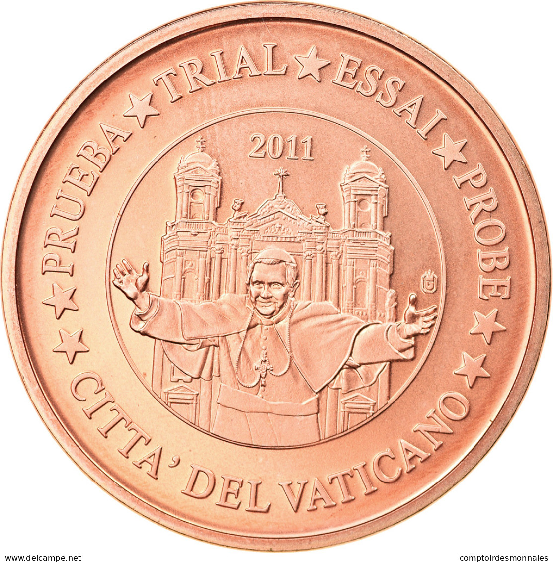 Vatican, 5 Euro Cent, 2011, Unofficial Private Coin, SPL, Copper Plated Steel - Essais Privés / Non-officiels