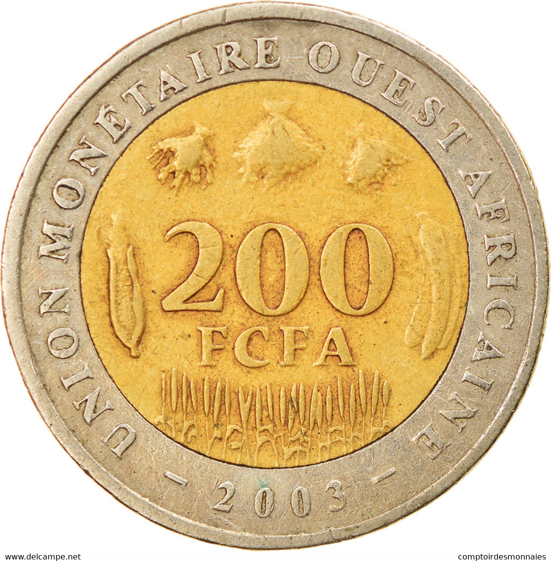 Monnaie, West African States, 200 Francs, 2003, TTB, Bi-Metallic, KM:14 - Elfenbeinküste