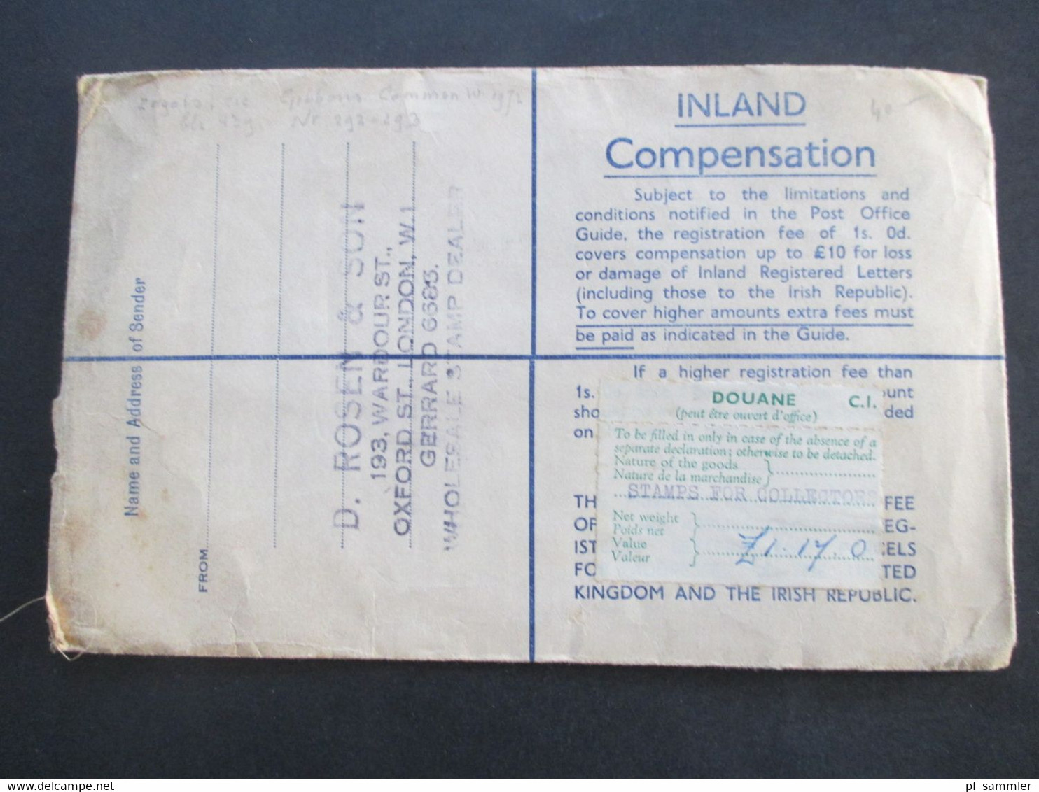 GB Kolonie 1957 Marken Mit Aufdruck Tangier Registered Letter London W8 Nach Rotterdam Mit Zollaufkleber - Morocco (1956-...)