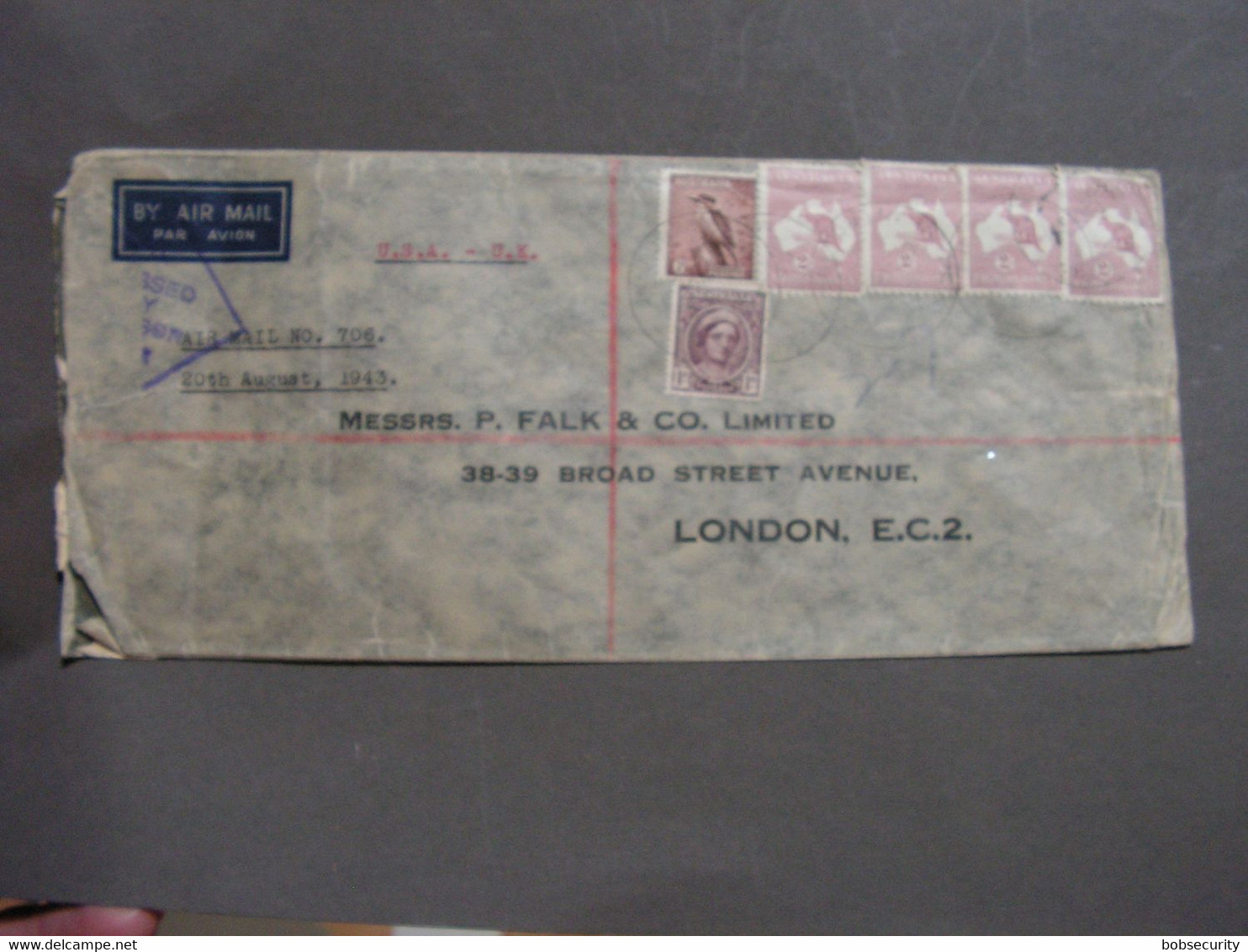 Old Cv. 1943 Melbourne To London , Zensur - Covers & Documents