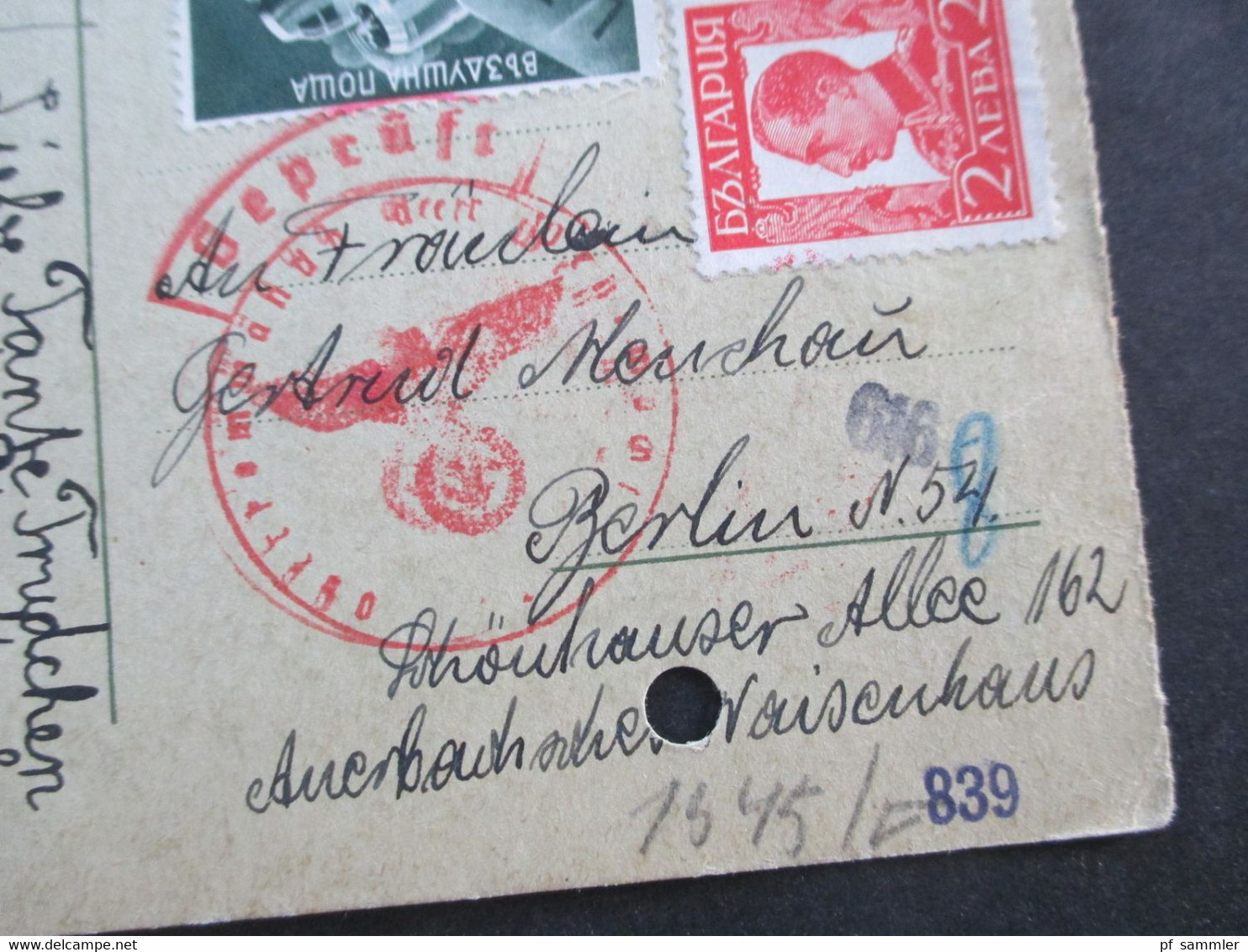 Bulgarien 1940 Ganzsache Mit 2 Zusatzfrankaturen Mit Zensur Der Wehrmacht / Mehrfachzensur Geprüft - Storia Postale