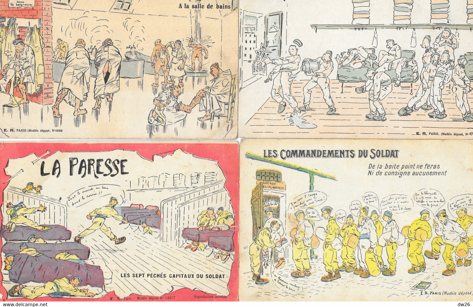 Lot n° 123 - Vrac de 60 cartes humoristiques: Humour, illustrations, photos anciennes et récentes