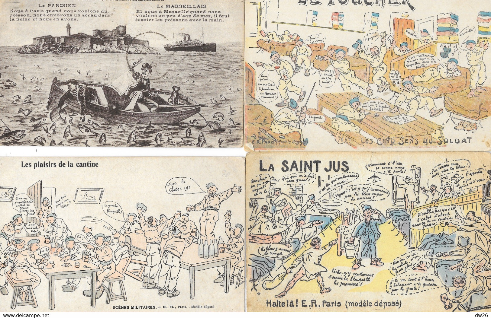 Lot n° 123 - Vrac de 60 cartes humoristiques: Humour, illustrations, photos anciennes et récentes