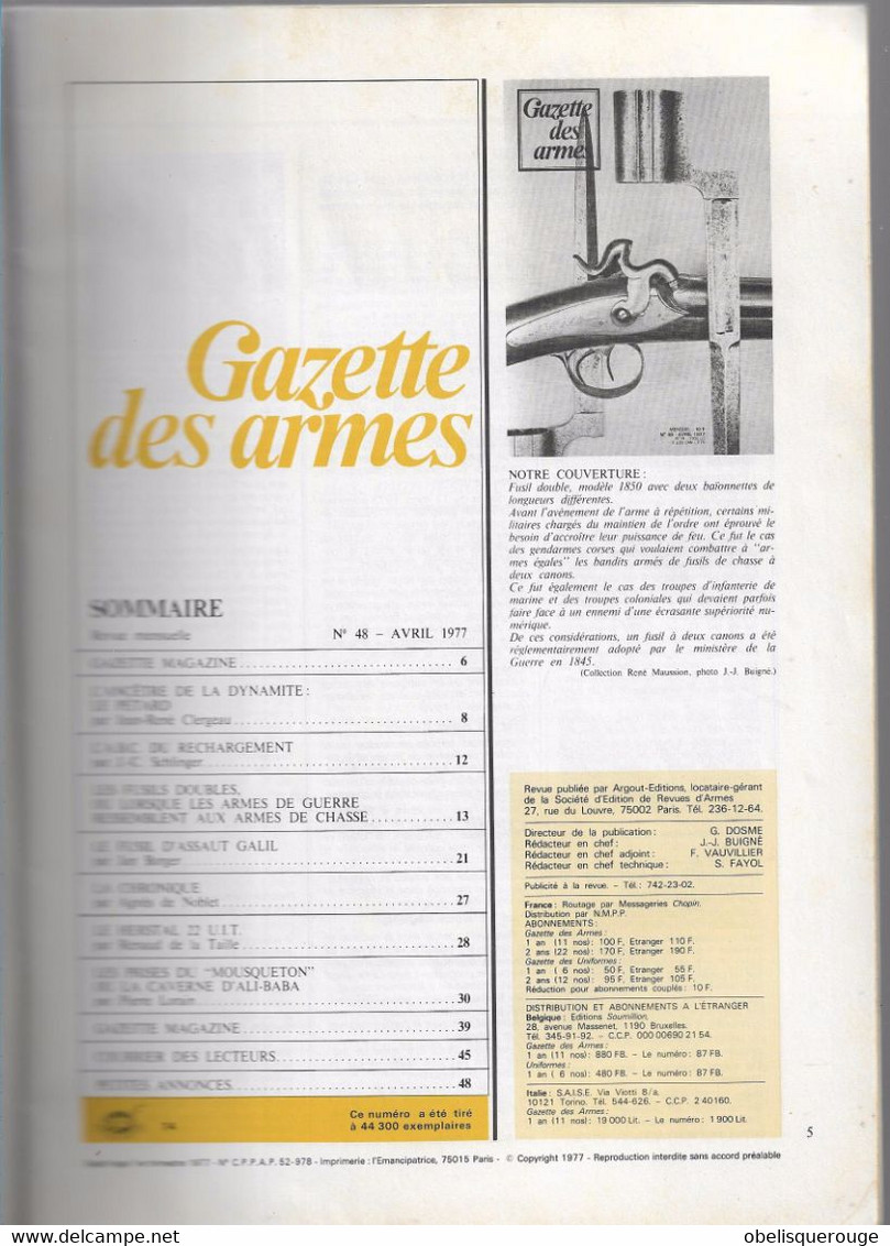 LOT DE 2 MENSUELS GAZETTE DES ARMES AVRIL 1977 ET MAI 1976  4 SCANN - Hunting & Fishing