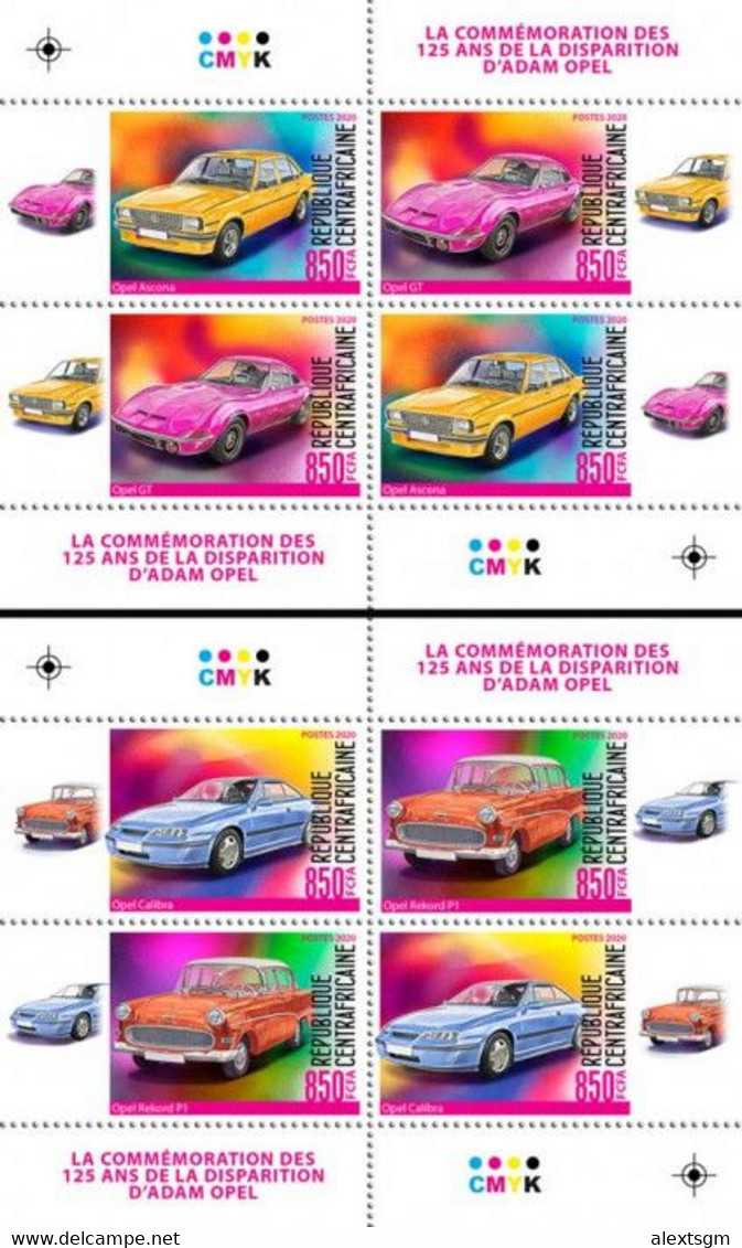 CENTRAL AFRICA 2020 - Opel Cars, 2 M/S. Official Issue [CA200506c] - Coches