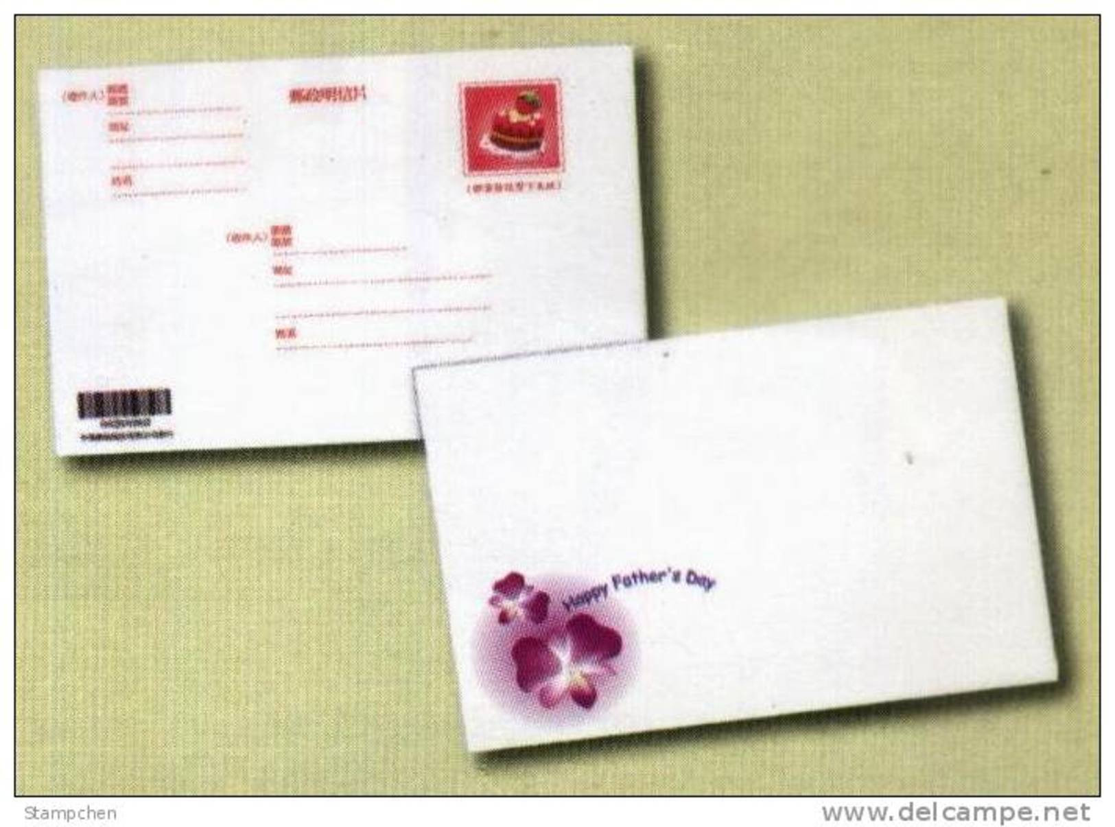 Taiwan Pre-Stamp 2010 Father Day Postal Card Chocolate Cake Orchid Flower Strawberry Postal Stationary - Enteros Postales