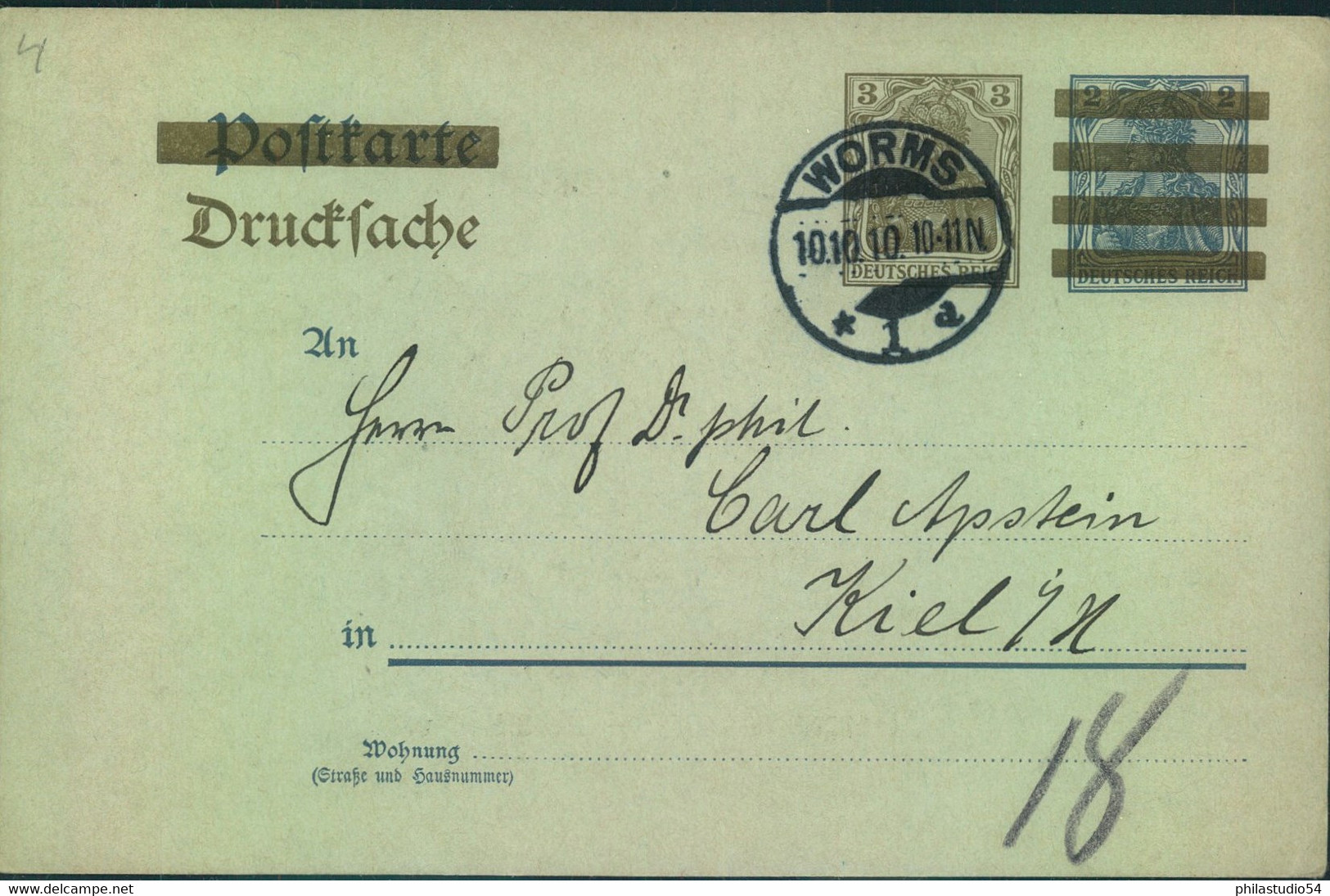 1910, Drucksachen-Postkarte Mit Rückseitiger Anzeige "leydecker, Worms Zigarren, Zigaretten Und Tabak" - Autres & Non Classés