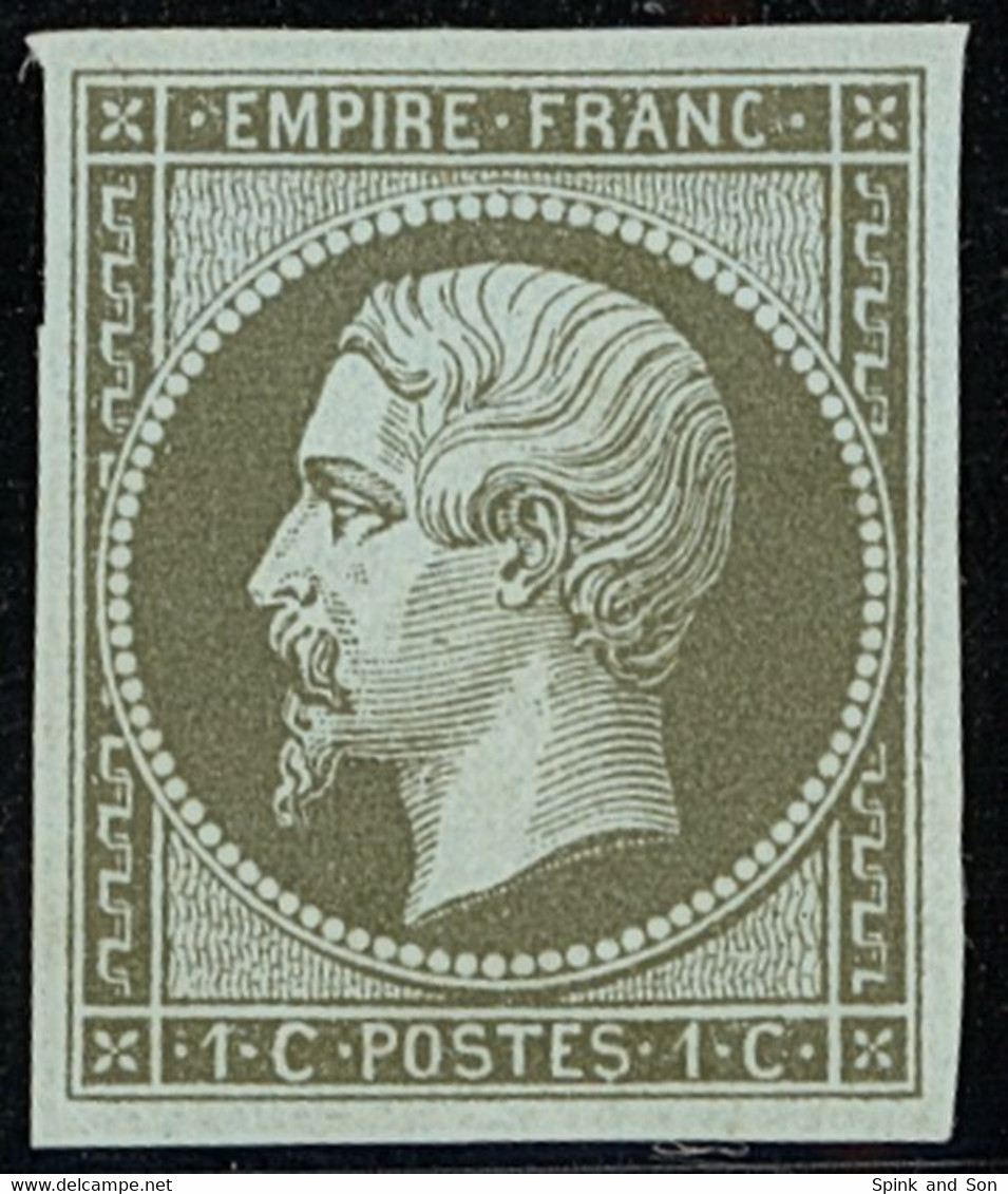 X France 1853-60 Imperforate "Empire" Issue 1c. Olive-green On Green, Large Margins And Part Original Gum. S.G. 42a, £30 - Sin Clasificación