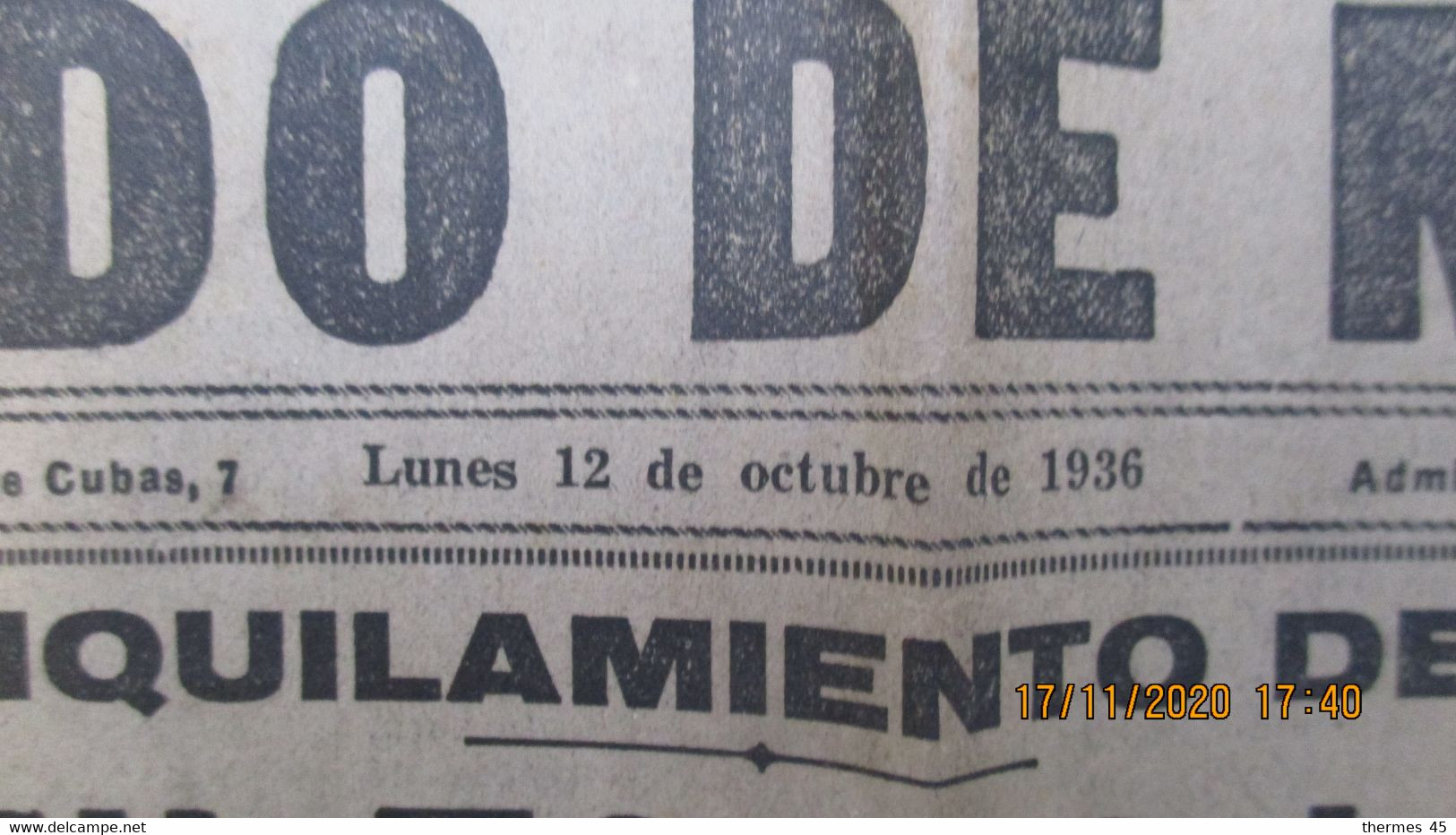 HERALDO DE MADRID Lunes 12 De Octobre De 1936 - Unclassified