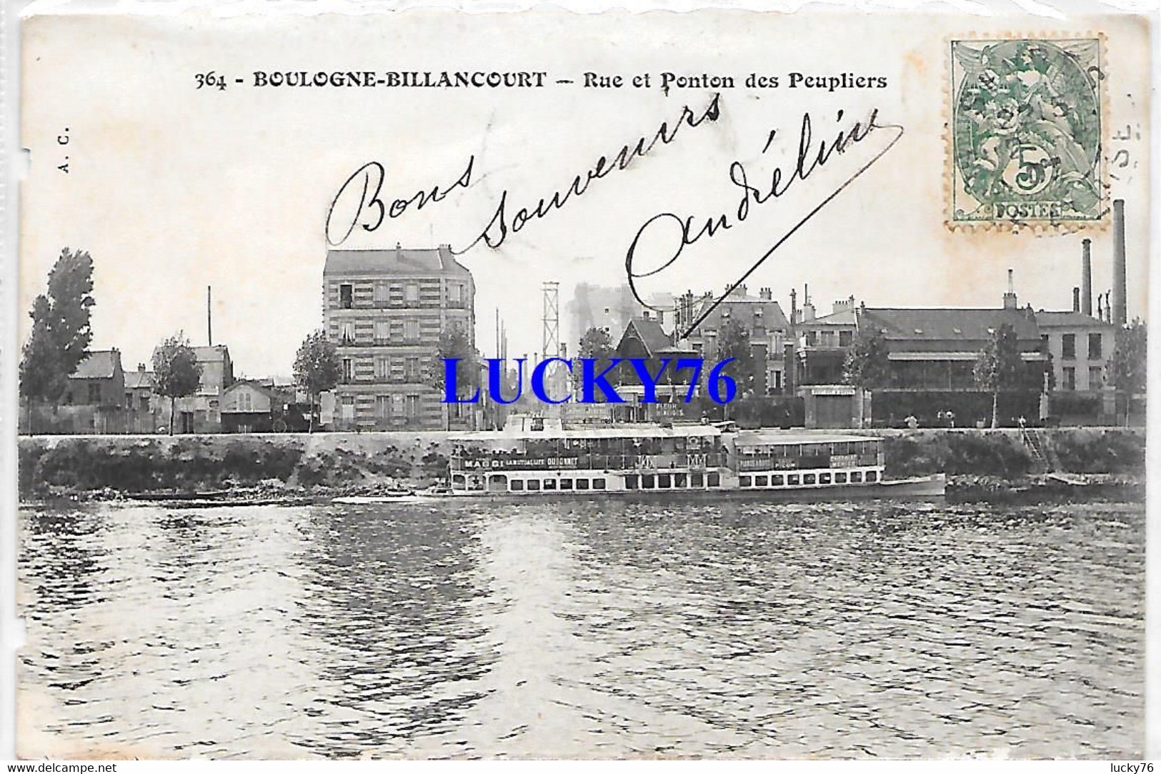 Boulogne Billancourt Rue Et Pontons Des Peupliers Peniches (la Carte Se Decolle) - Boulogne Billancourt