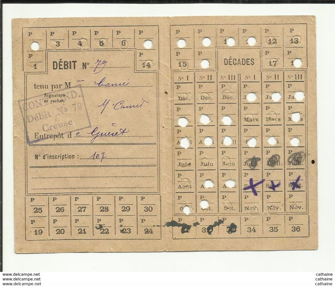 23 GUERRE 39/45  .RATIONNEMENT .CARTE DE TABAC .DEBIT N°79 . GUERET . ET DEUX CARTES DE RATION FEMININE . SAINT CHABRAIS - Dokumente