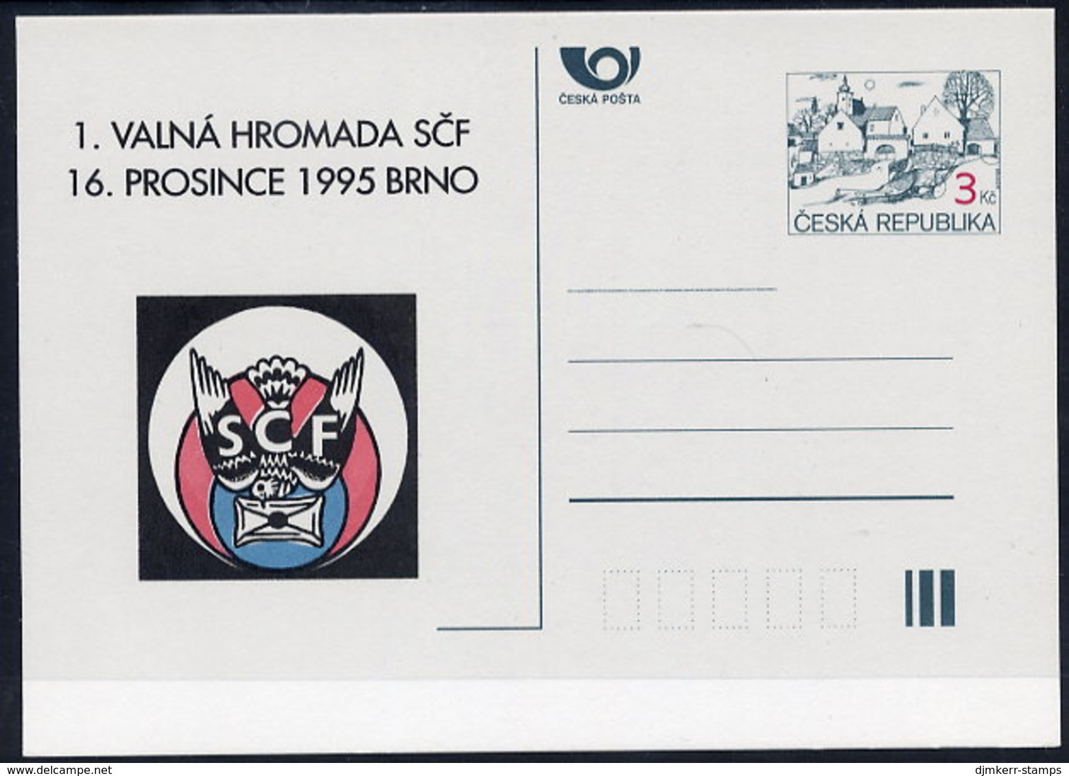 CZECH REPUBLIC 1995 3 Kc. SCF Philatelic Meeting Private Postcard Unused. - Cartes Postales