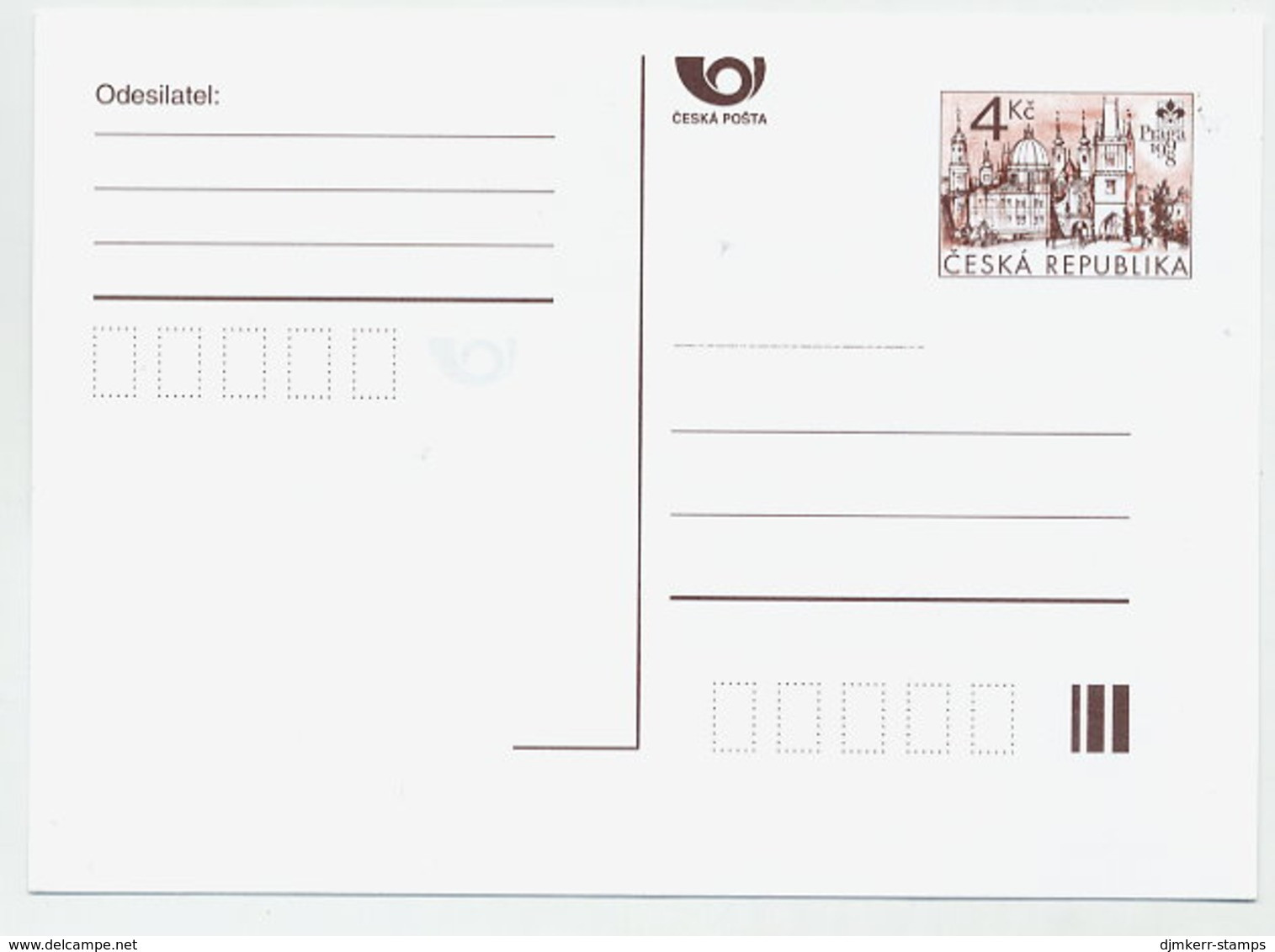 CZECH REPUBLIC 1998 4 Kc.definitive Postcard 1. Issue Unused.  Michel P24 I - Cartes Postales